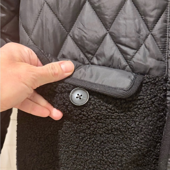 LOFT Black Shearling Mixed Media Coat - XXS Petite - Picture 8 of 10